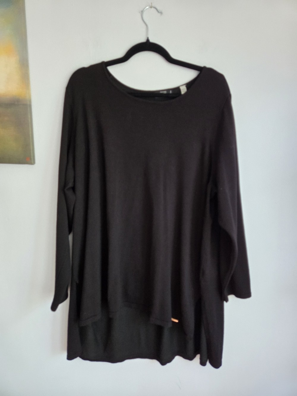 T Tahari Black Long Sleeve Black Knit Tunic Sweater 3x Classic Minimalist